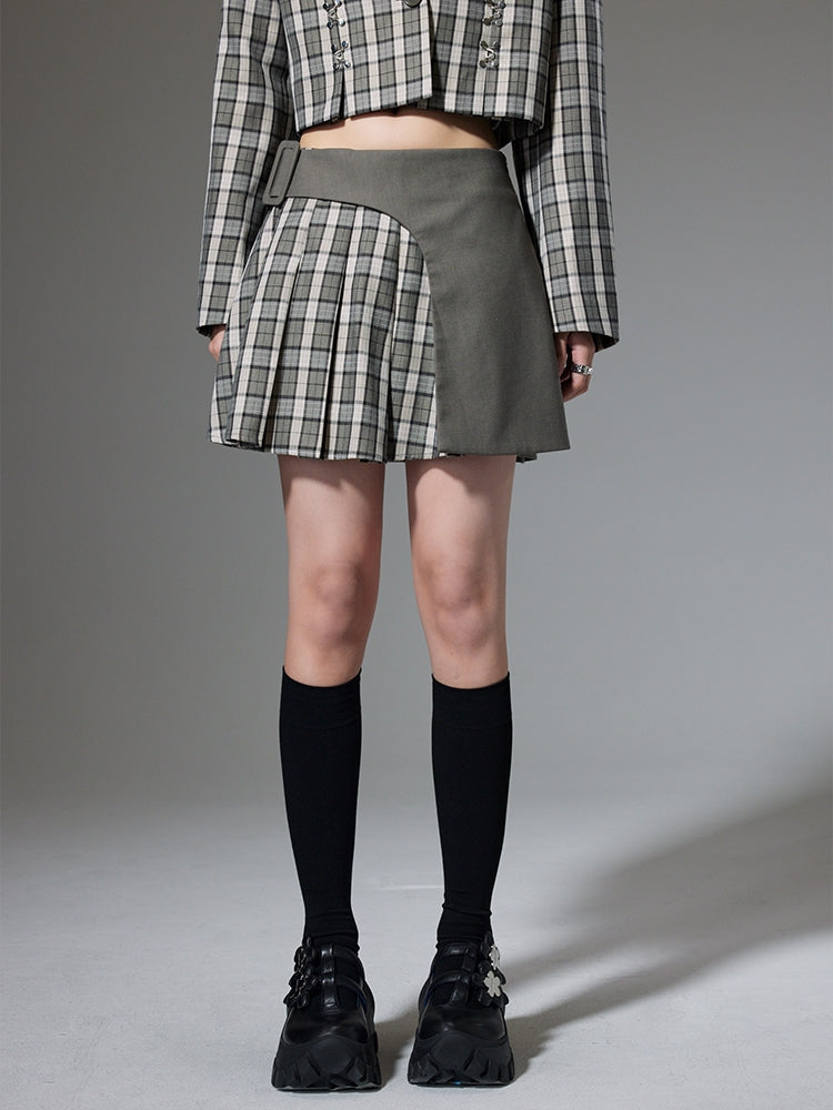 College Style Short Jacket & Skirt