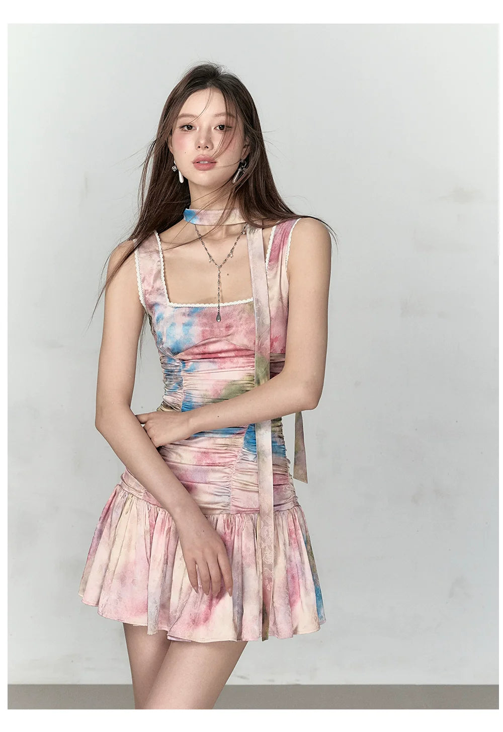 Gradient Color Block Spaghetti Strap Dress