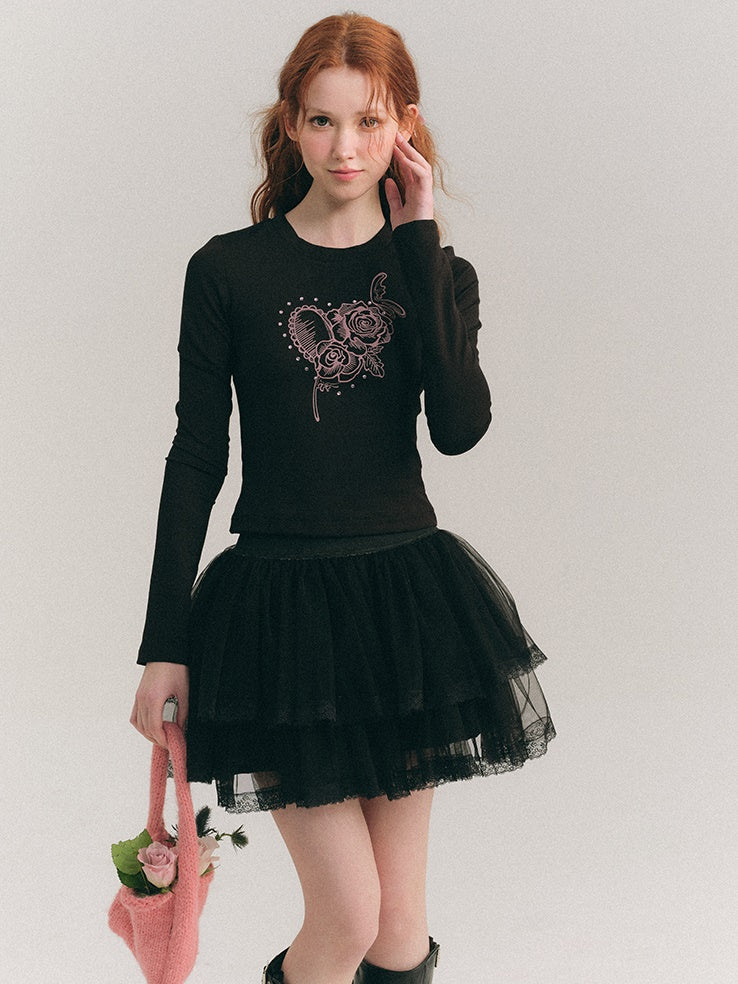 Sheer Lace Gauze Ballet Tutu Skirt