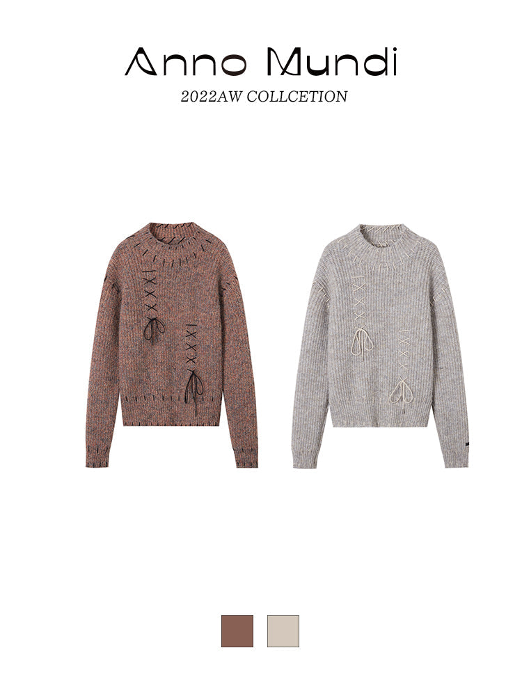 레이스업 리본 레트로 시크 키니트 