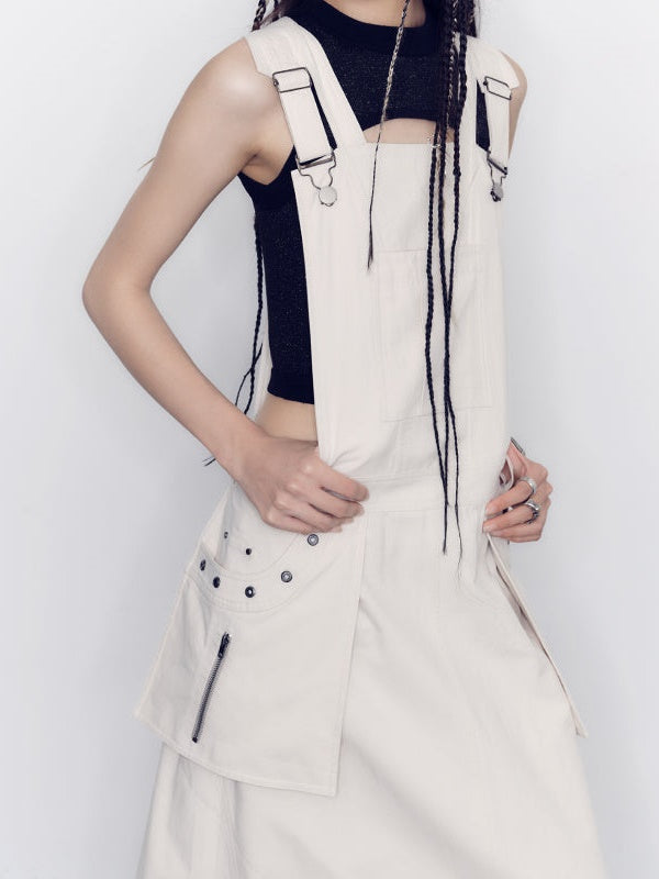 루즈한 롱 멜빵 스커트