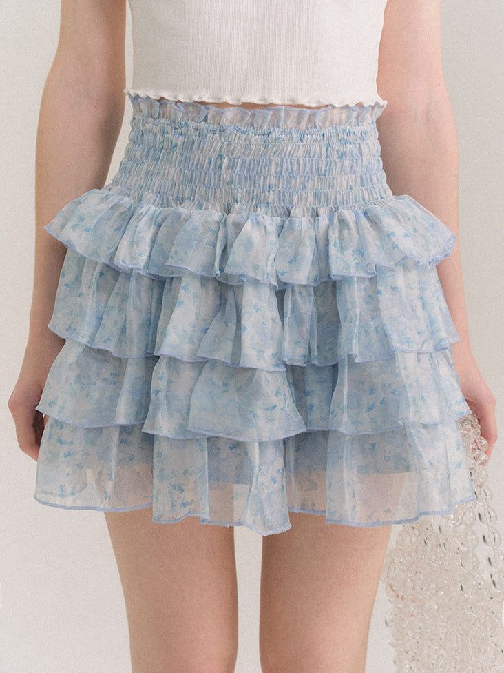 Print Cake Puff Skirt