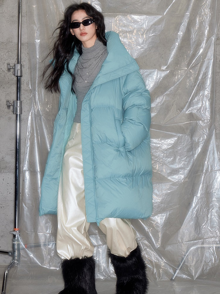 Quilted Ultra-light Long Stand-collar Down Jacket