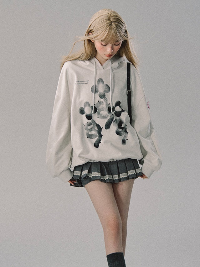 Printed Hooded Pullover Sweat