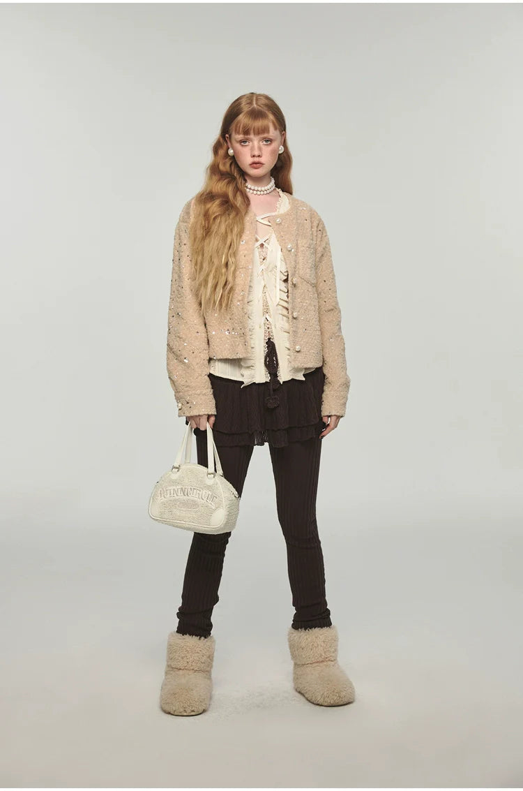 Sequin Eco-Friendly Faux Fur Jacket