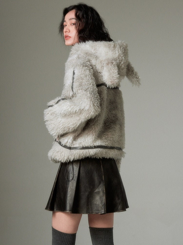 Rabbit Ears Eco-friendly Fur Jacket