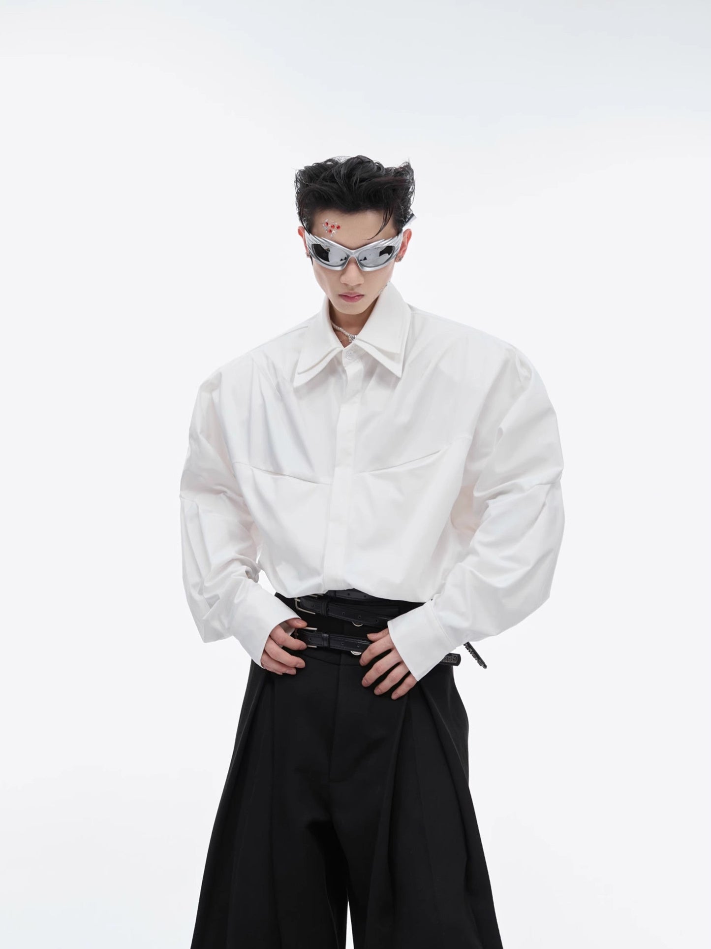 Double Layered Collar Oversize Shirt