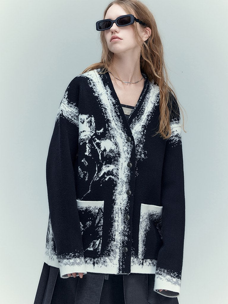 모자이크 로즈 니트 카디건 