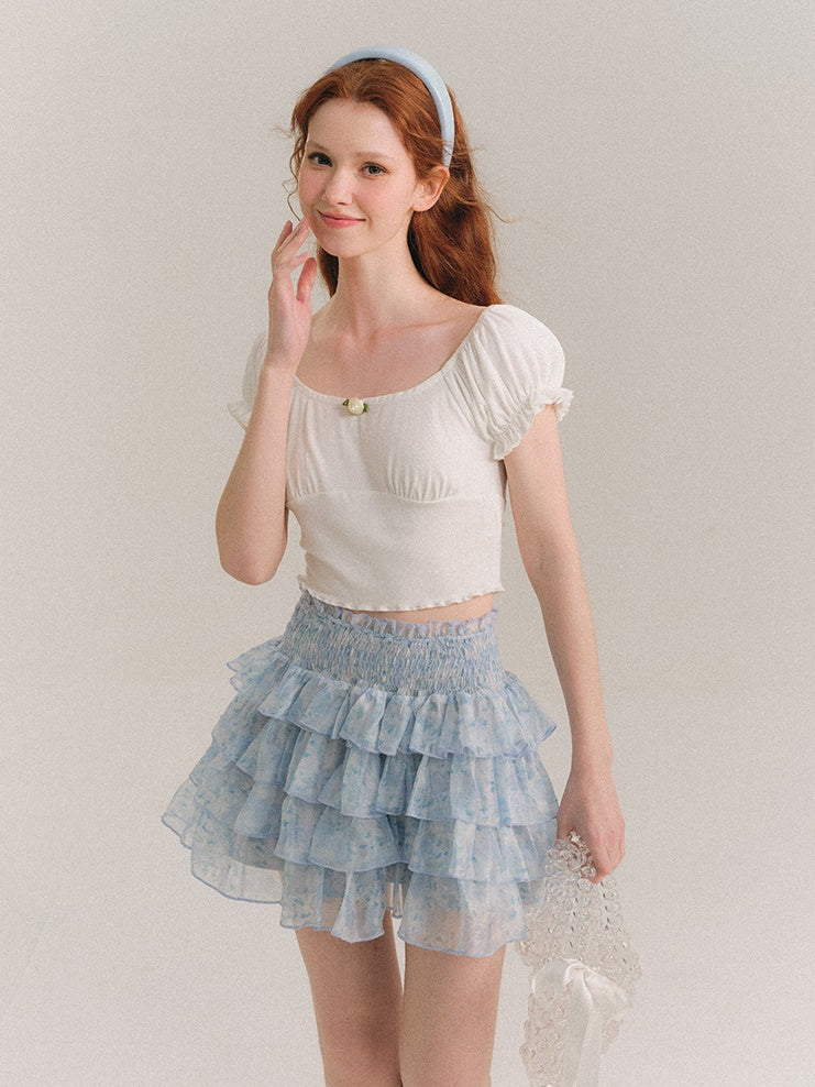 Print Cake Puff Skirt