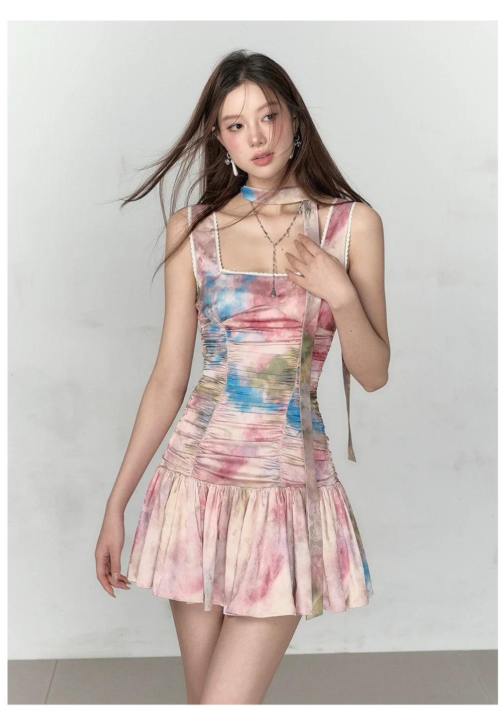 Gradient Color Block Spaghetti Strap Dress