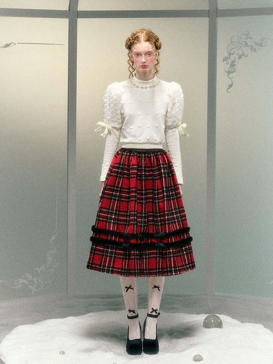 사랑 모피 소매 활 진주 장식 짧은 탑 