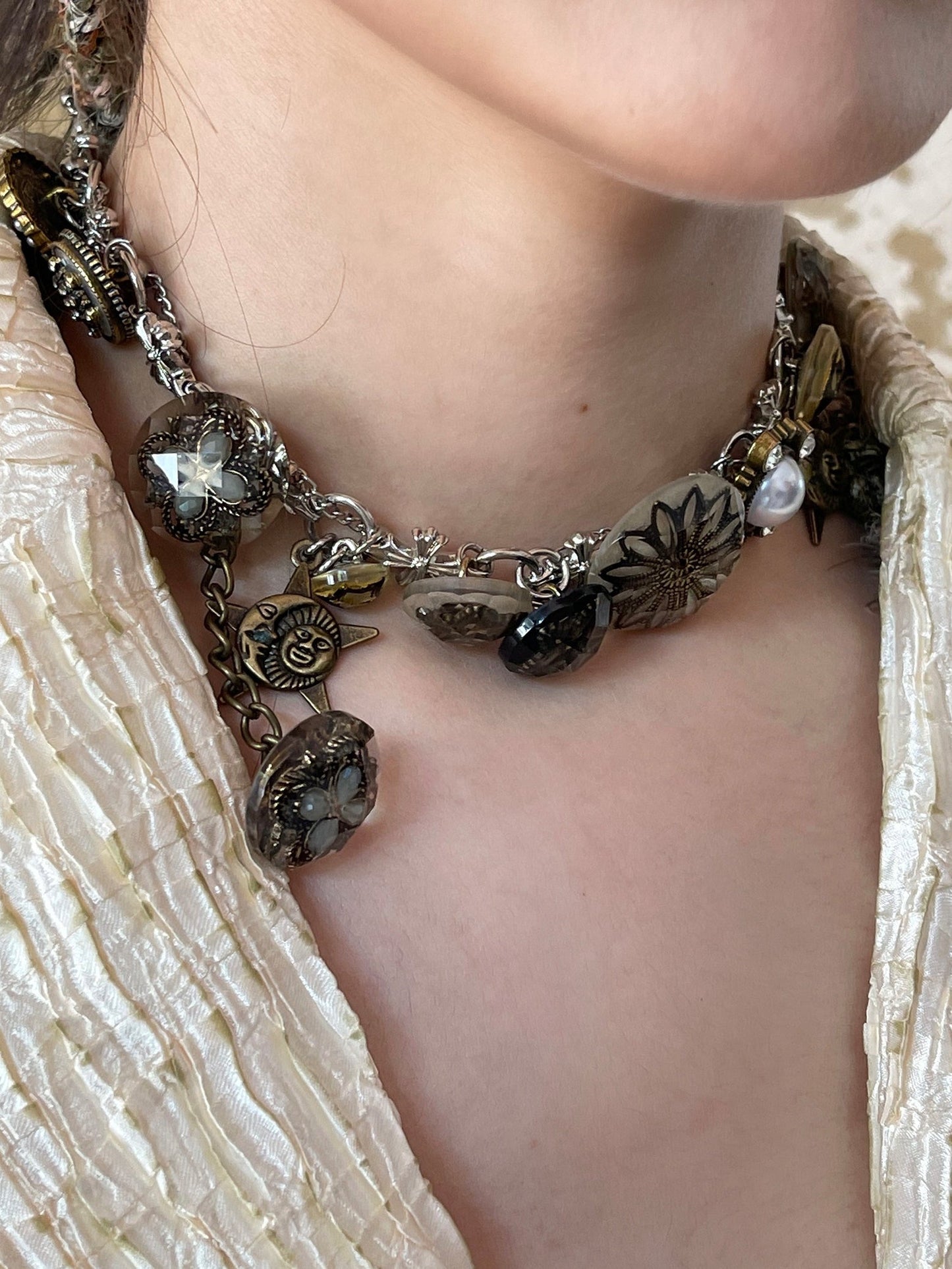 Retro Old Button Necklace