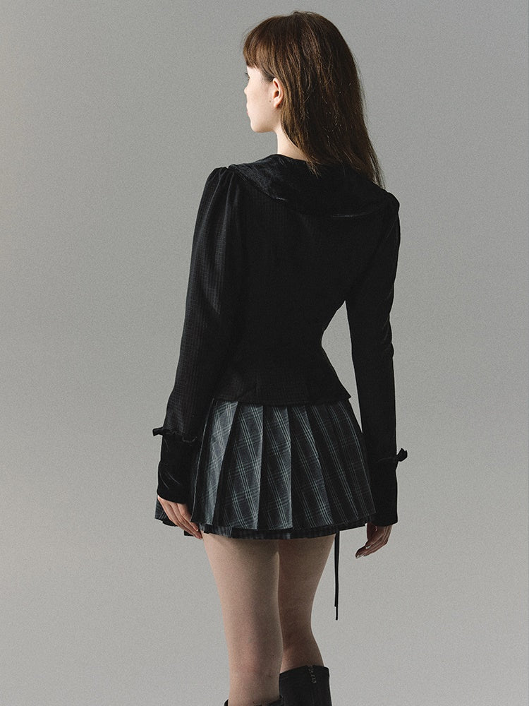 Retro Velvet Collar Slim Short Jacket