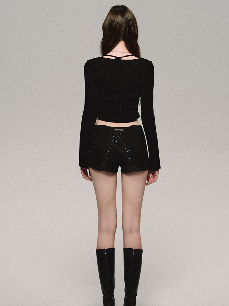 Sequined Tweed Hot Pants