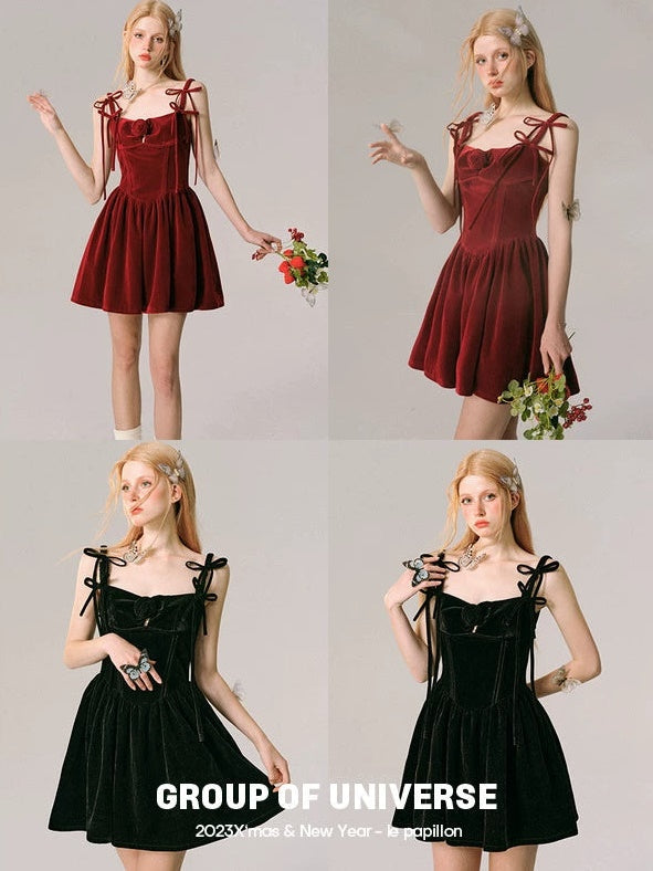 Rose Velvet Slip Dress