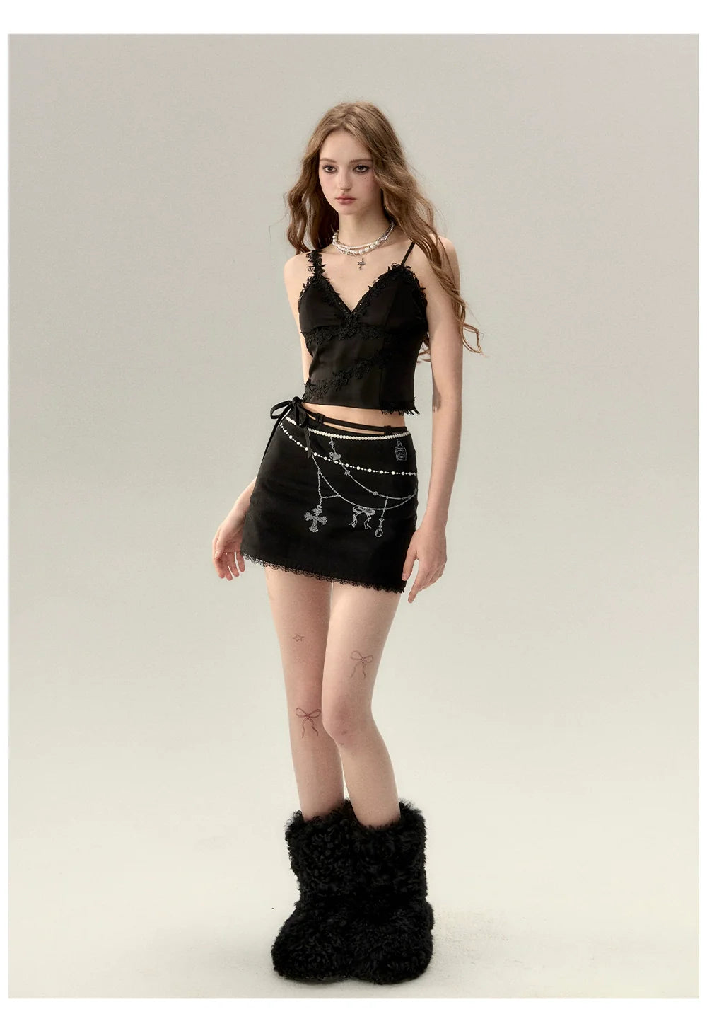 Lace Panelled Spaghetti Strap Tank Top