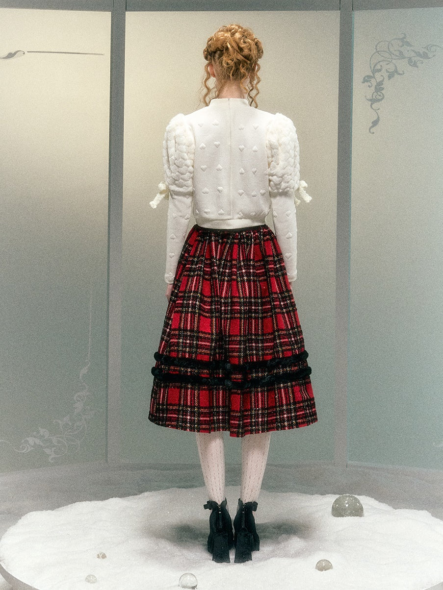 사랑 모피 소매 활 진주 장식 짧은 탑 