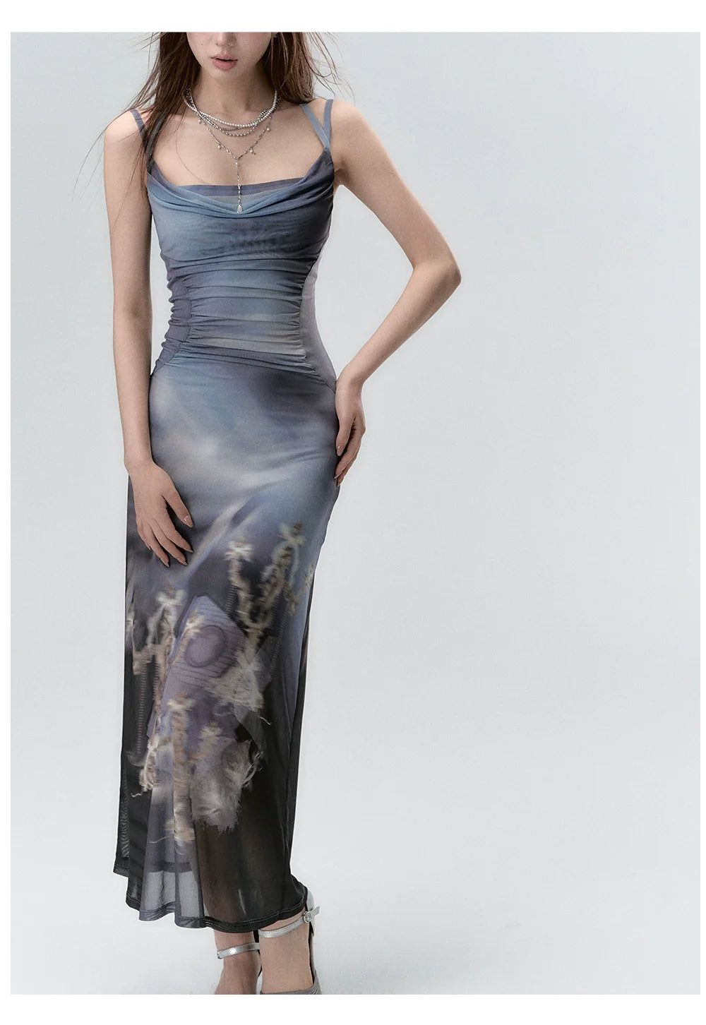 Mesh Mermaid Spaghetti Mini Dress