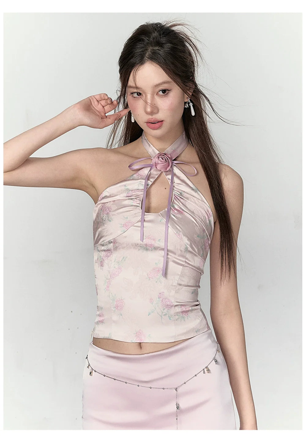 Pink Halterneck Patchwork Vest