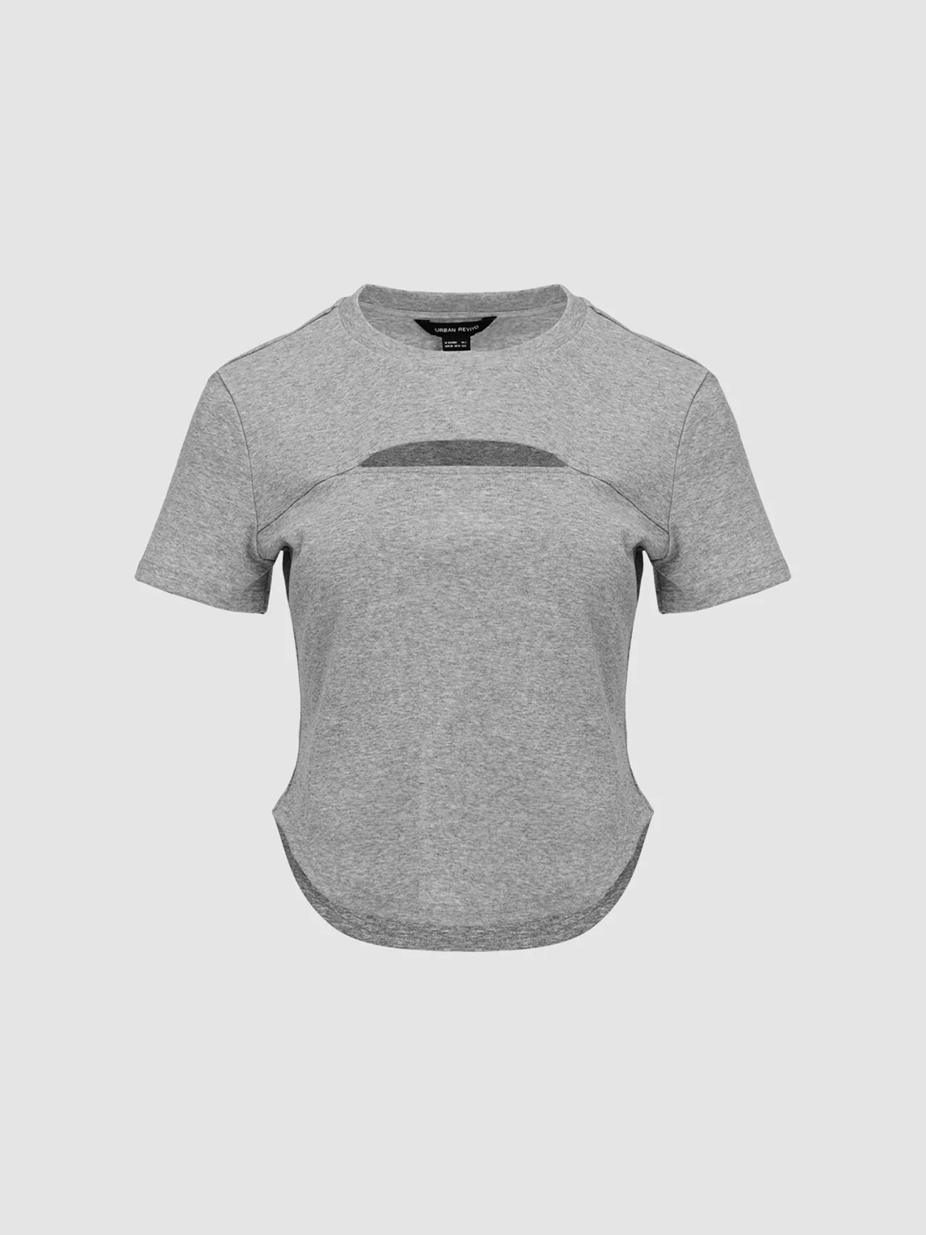 Cut-Out Crew Neck Straight T-Shirt