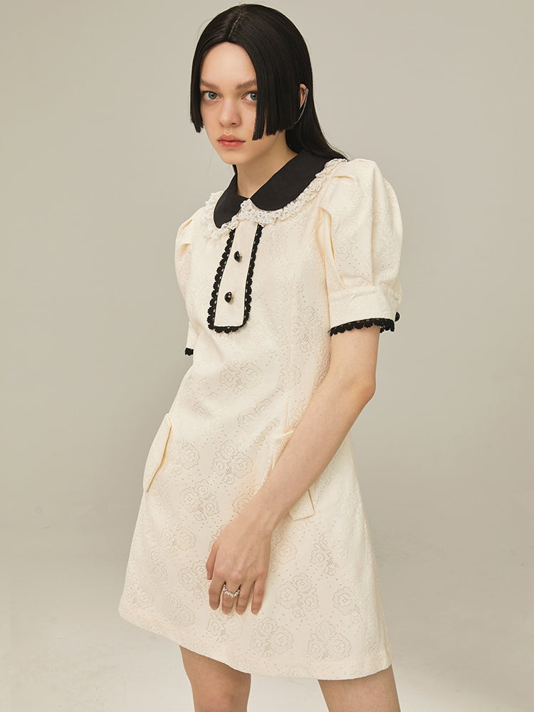 Short Sleeve Doll Collar Short Dress