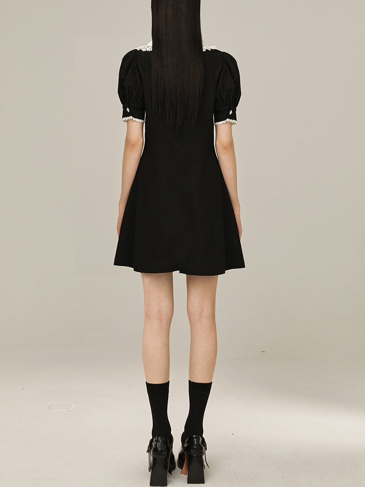 Short Sleeve Doll Collar Short Dress