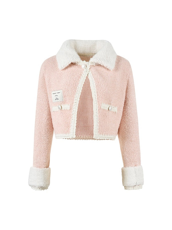 Plush Detachable Collar Woolen Short Coat