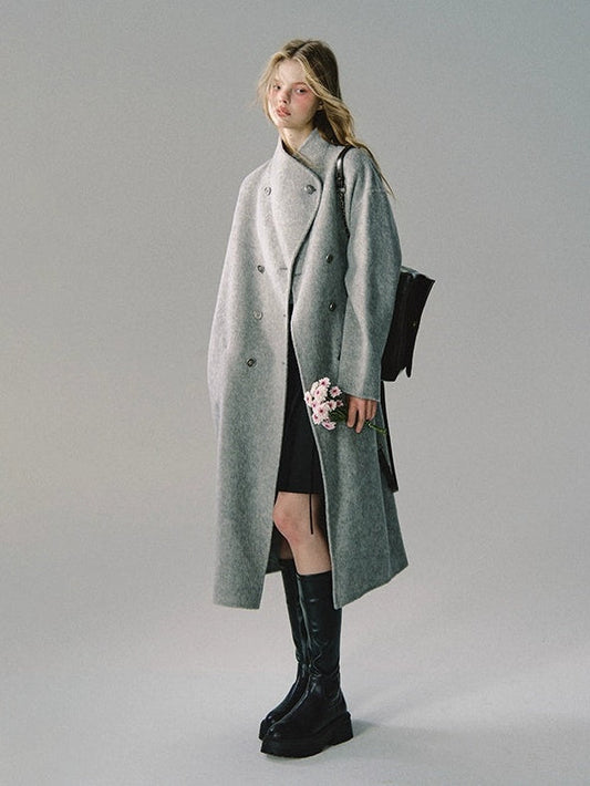 라지 칼라 루즈 롱 코트 