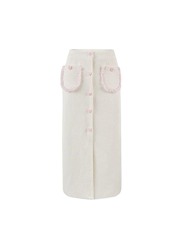 레이스 스티치 숏 자켓 &amp; 2기장 스커트