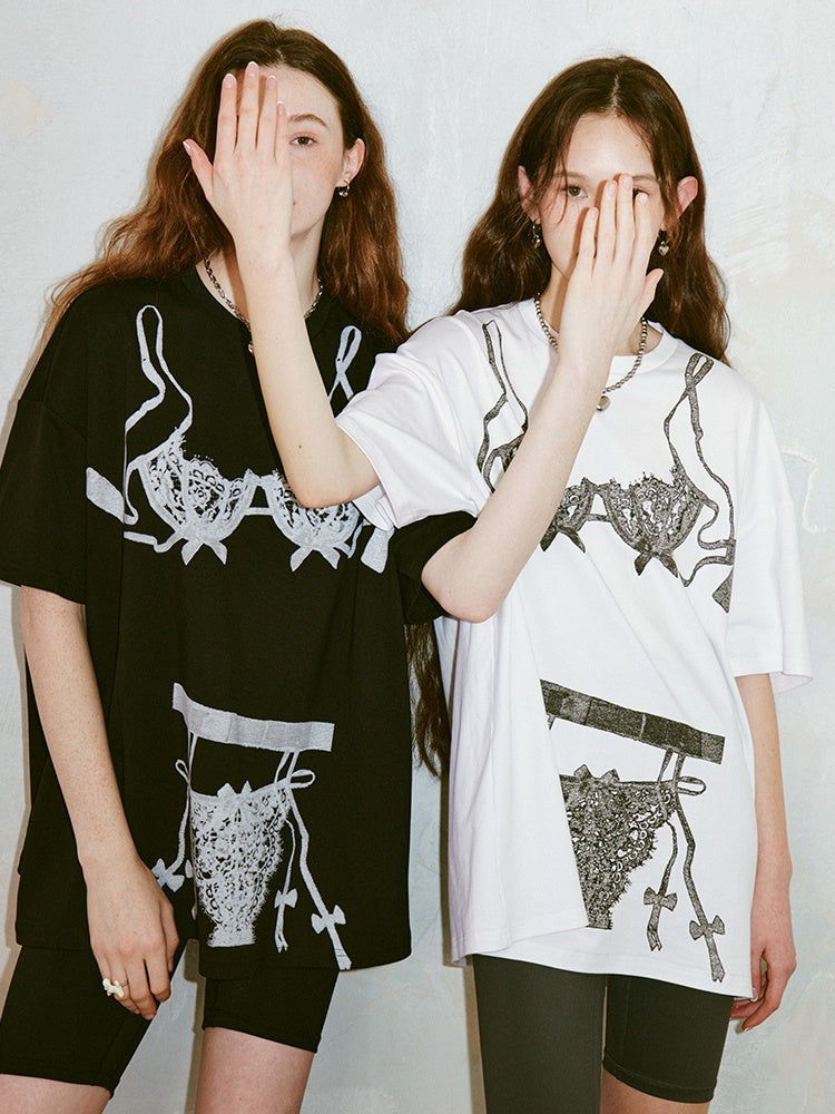 Trompe L'oeil Underwear Printed Loose T-shirt