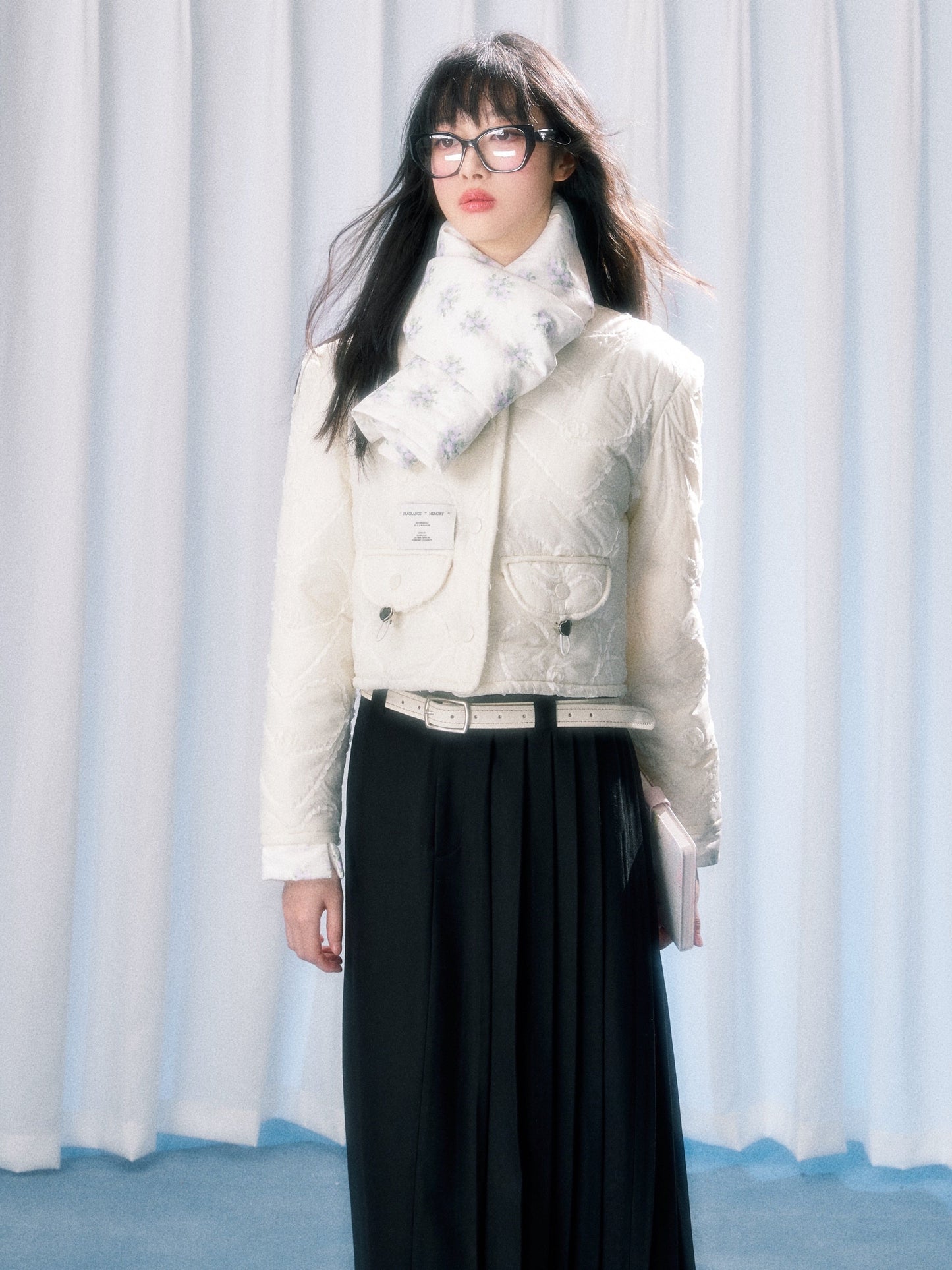 롱 비대칭 플리츠 스커트 