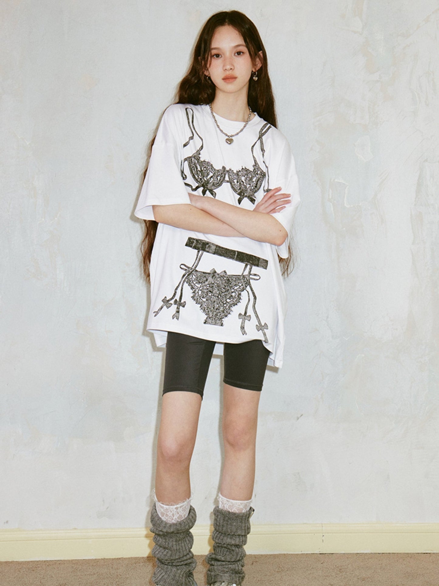 Trompe L'oeil Underwear Printed Loose T-shirt