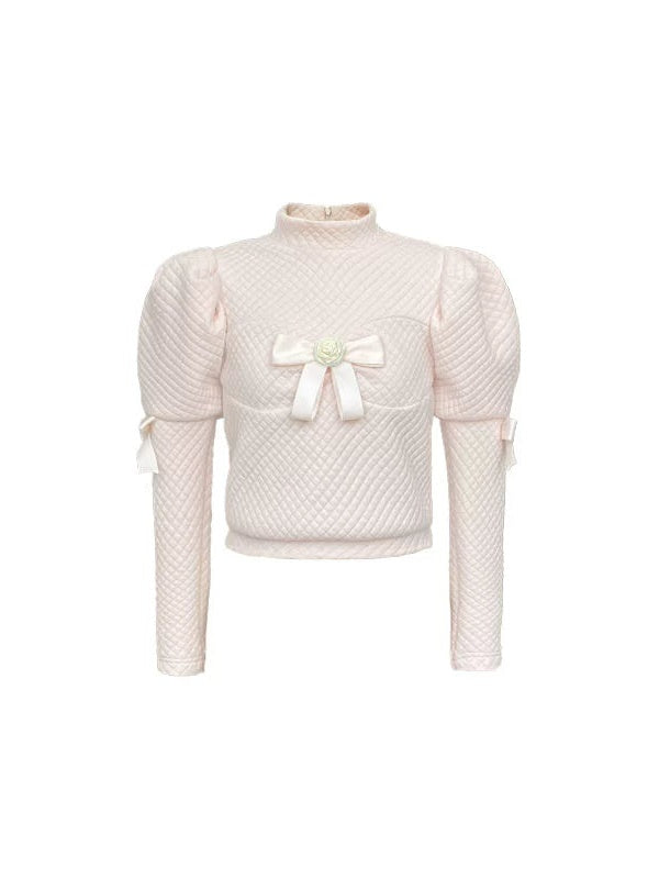 레이스 리본 플라워장식 패딩 서스펜더 드레스&amp;퍼프슬리브 탑