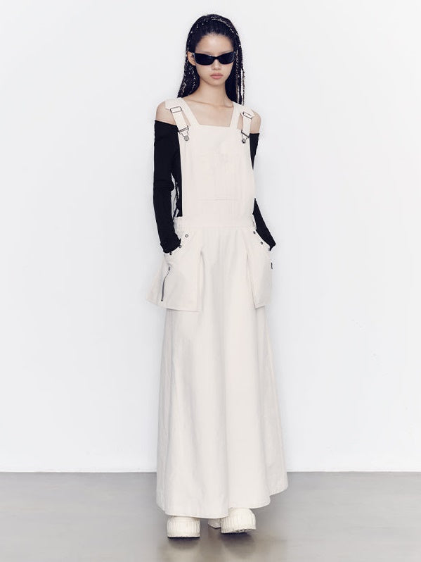 루즈한 롱 멜빵 스커트