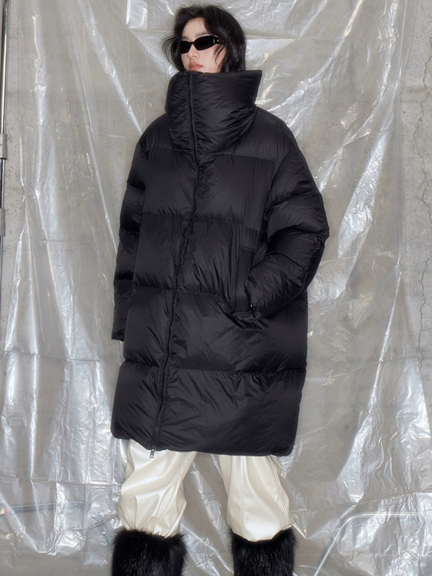 Quilted Ultra-light Long Stand-collar Down Jacket