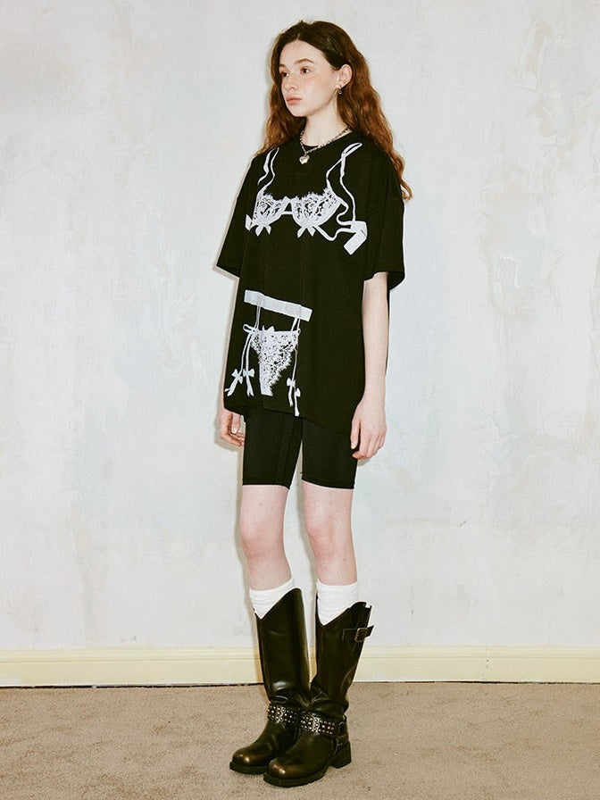 Trompe L'oeil Underwear Printed Loose T-shirt