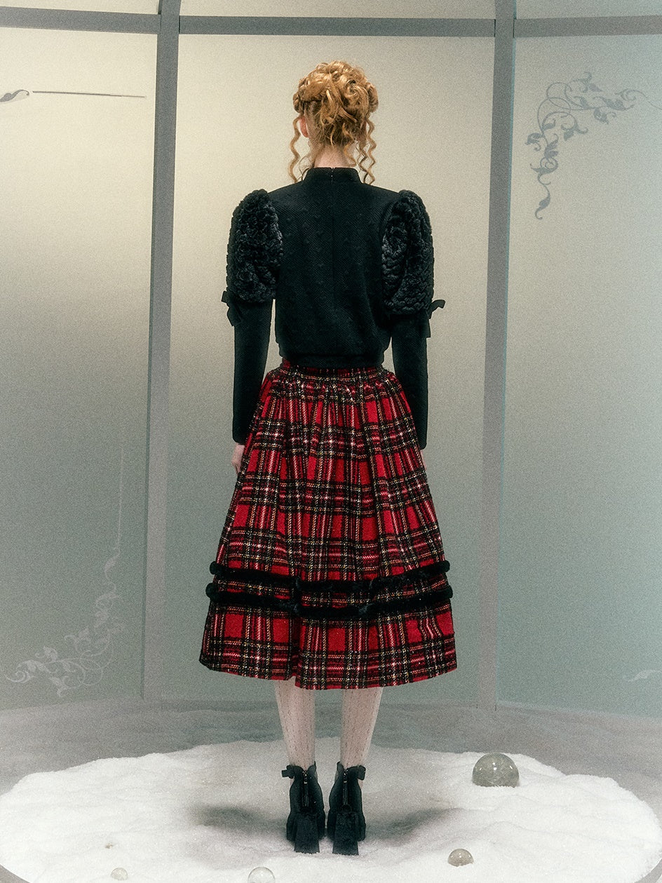 사랑 모피 소매 활 진주 장식 짧은 탑 