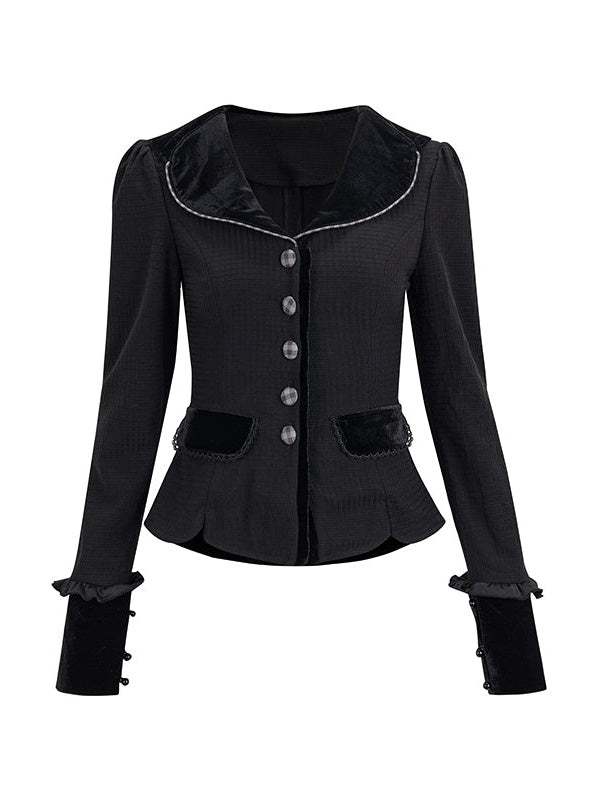 Retro Velvet Collar Slim Short Jacket