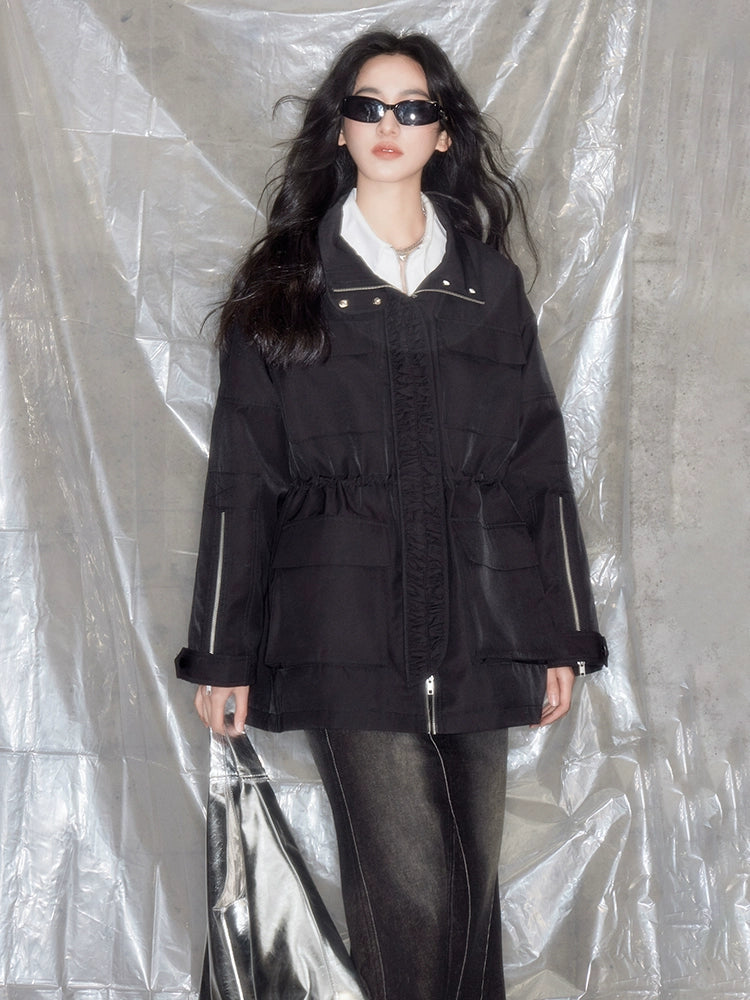 マルチポケットワークスタンドカラードローストリングジャケット