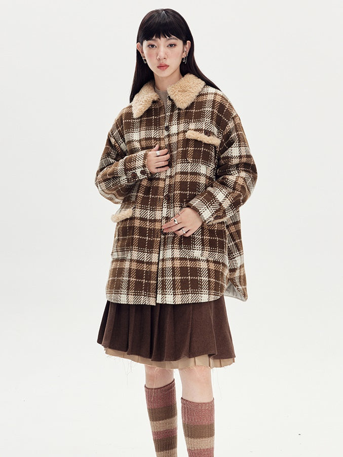 Plaid Loose Warm Jacket