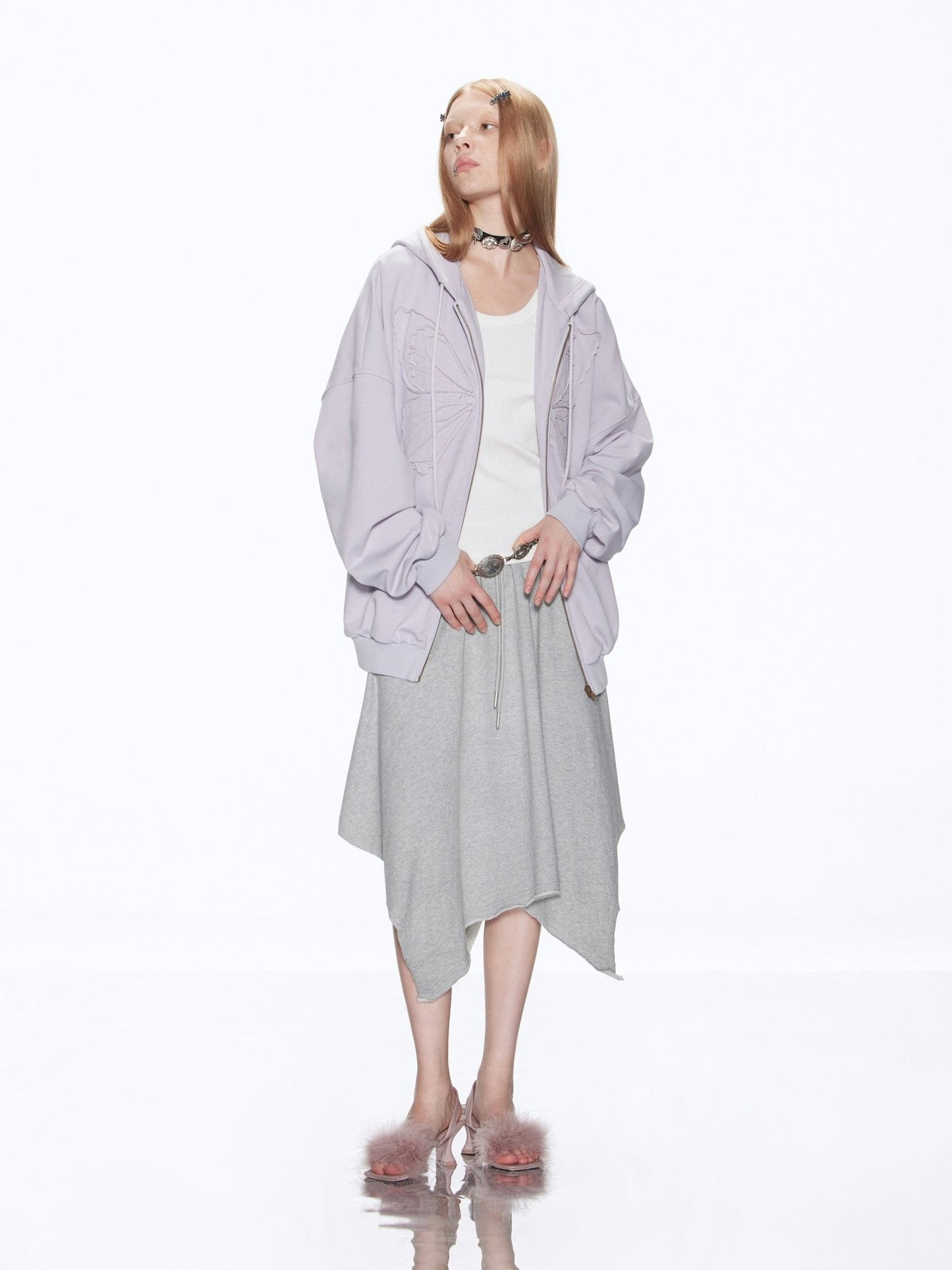 Butterfly Oversized Long-Sleeve Zip-Up Hoodie RUN0023