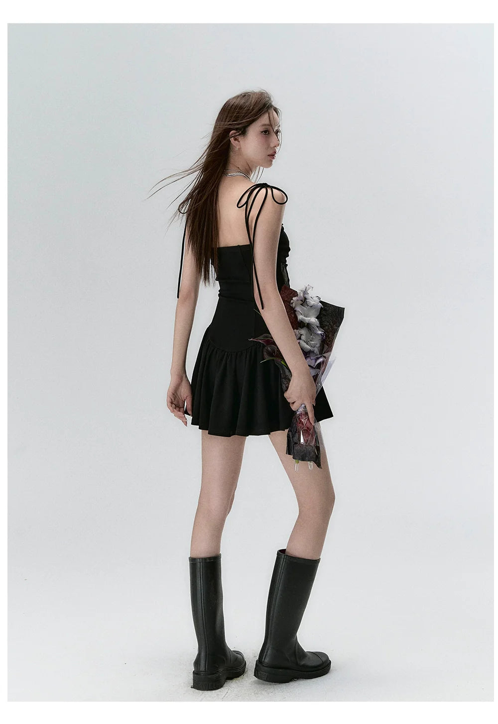 Lace Paneled Spaghetti Strap Mini Dress