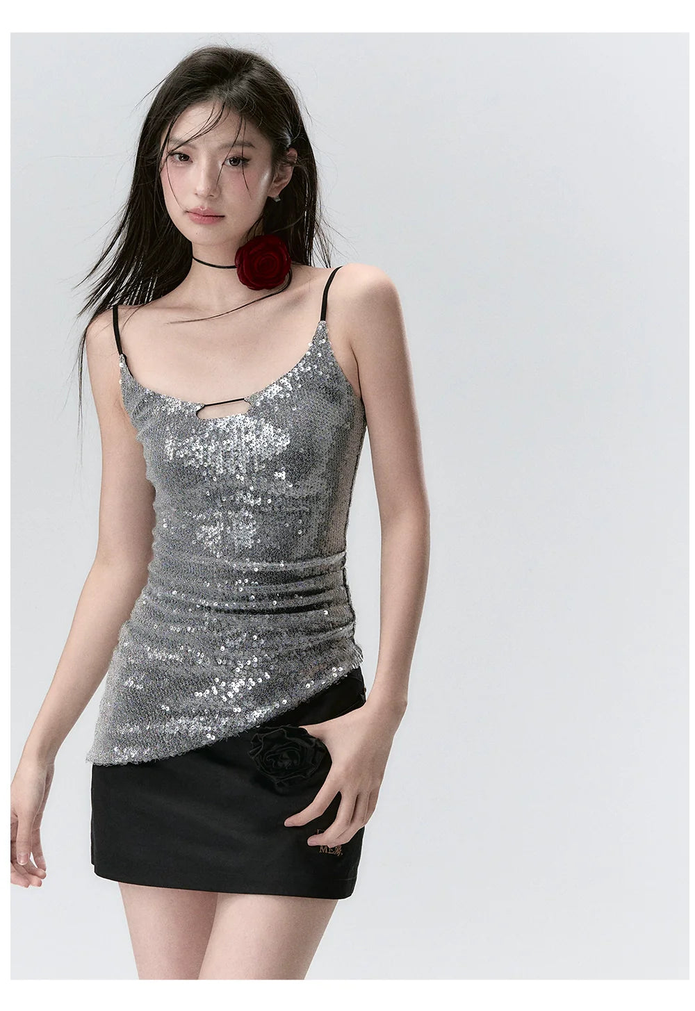 Sequin Sparkly Spaghetti Strap Tank Top