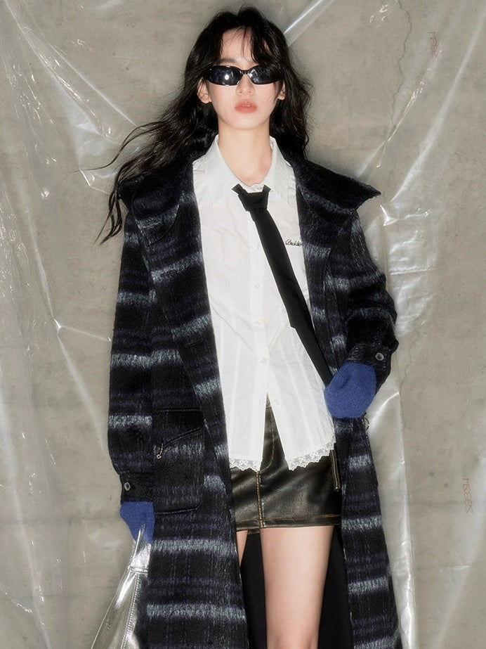 Plaid Single-sided Hooded Coat