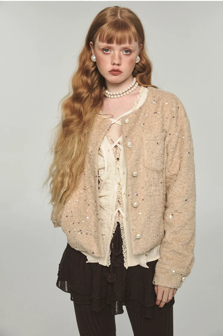 Sequin Eco-Friendly Faux Fur Jacket