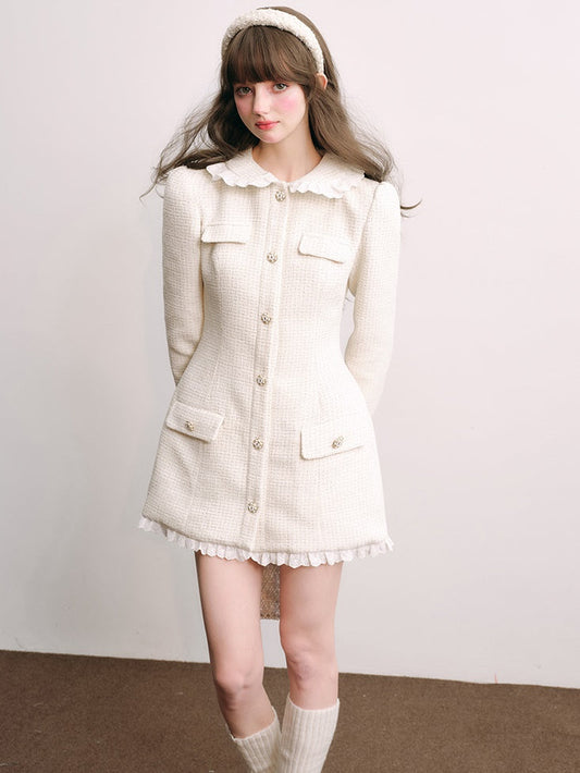 레이스 스티치 스몰 프래그런스 스타일 클래식 드레스 