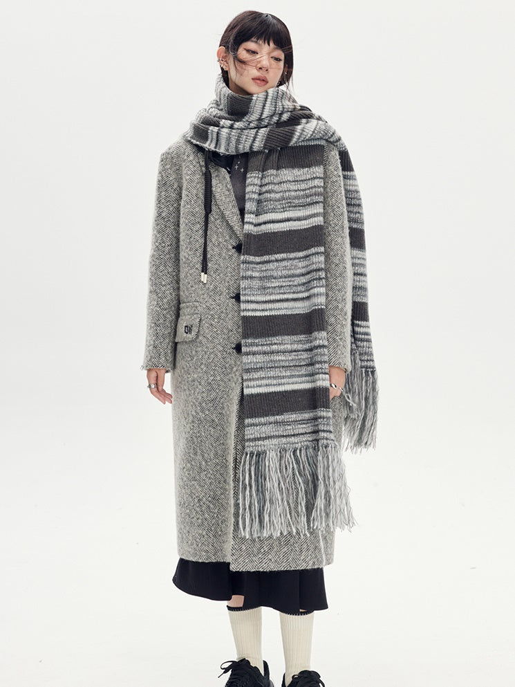 Retro Stripe Knitted Hat & Muffler