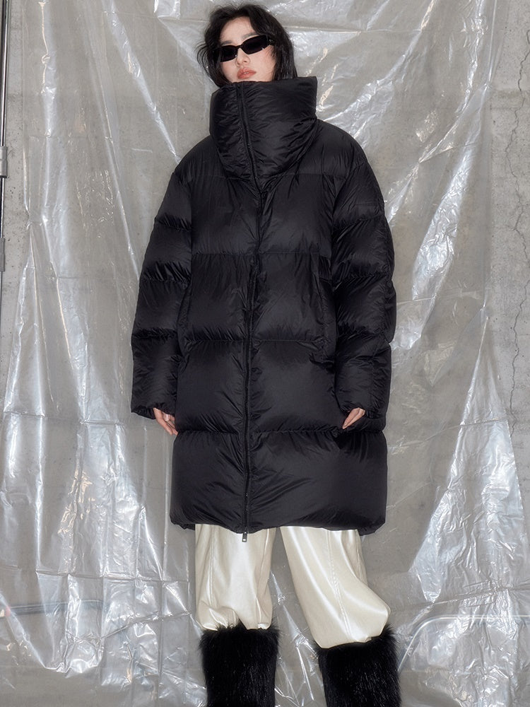 Quilted Ultra-light Long Stand-collar Down Jacket