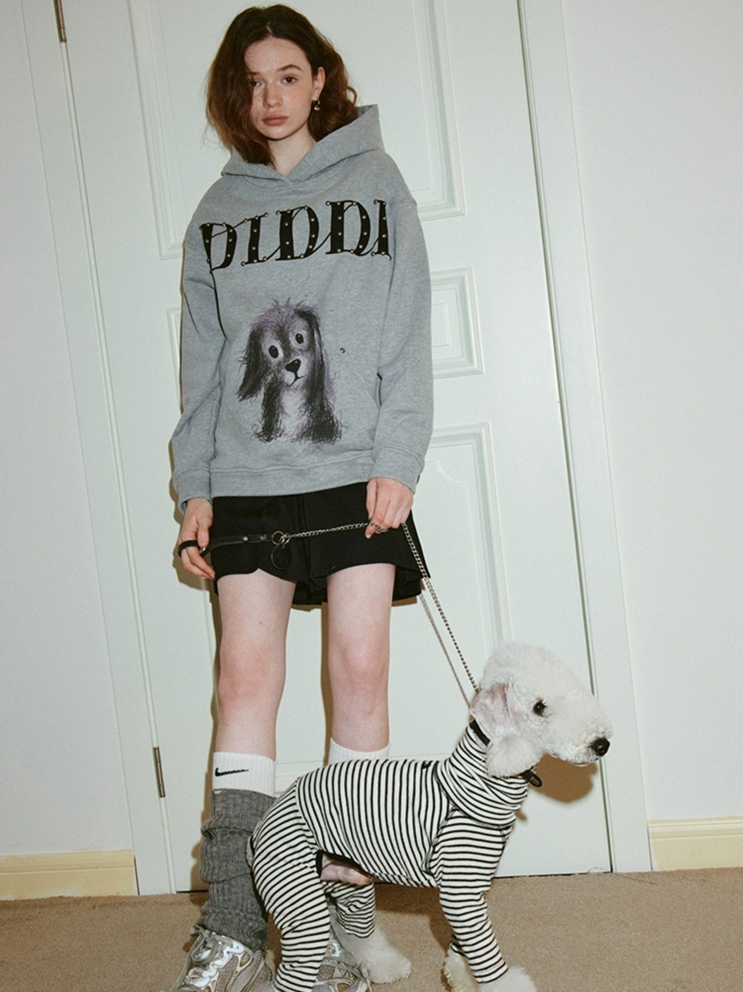 Rivet Dog Print Hooded Sweat