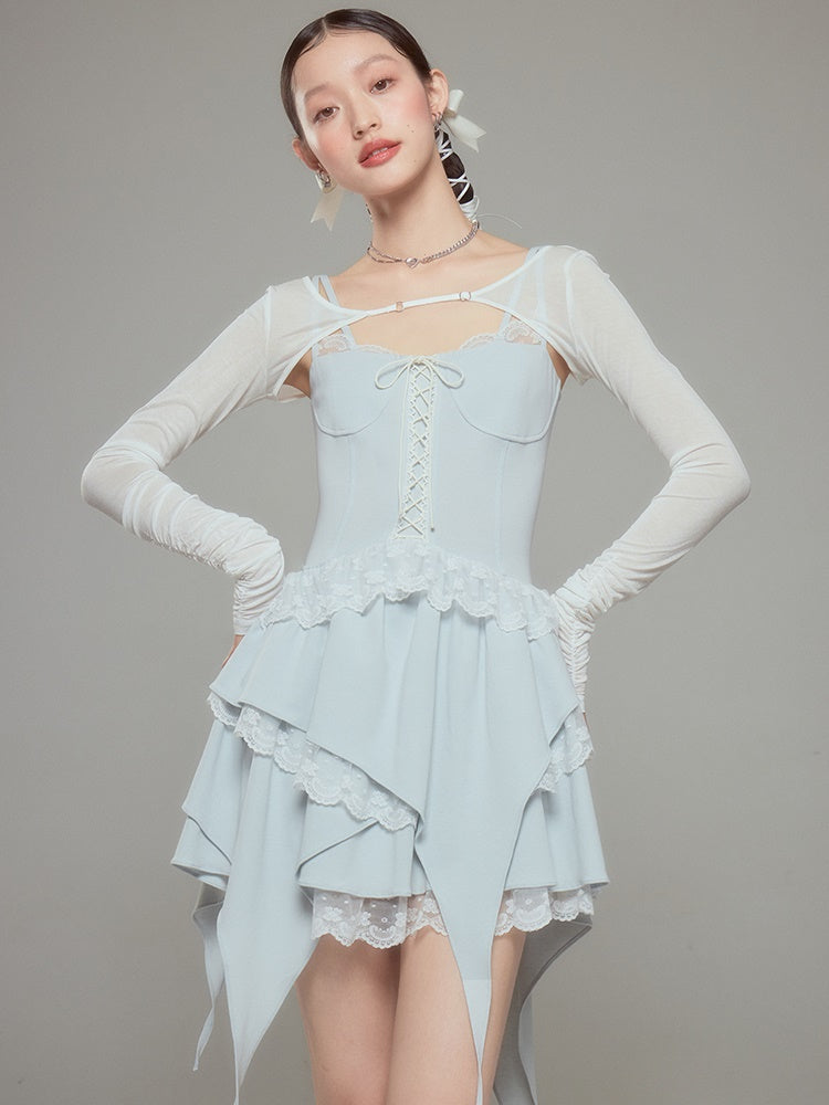 Lace Ballet Suspender Dress ＆ Sleeve Top